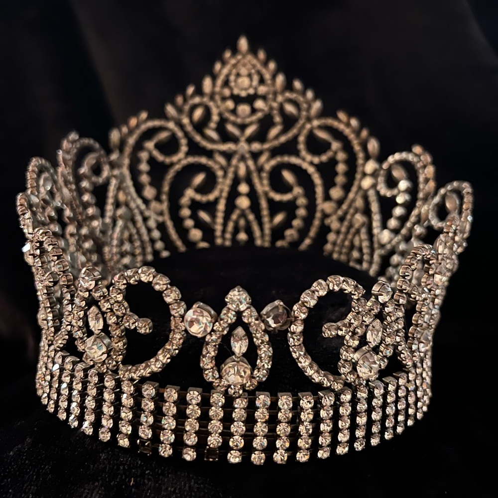 7” Rhinestone Crystal Vintage Pageant Tiara Crown - Picture 3 of 10